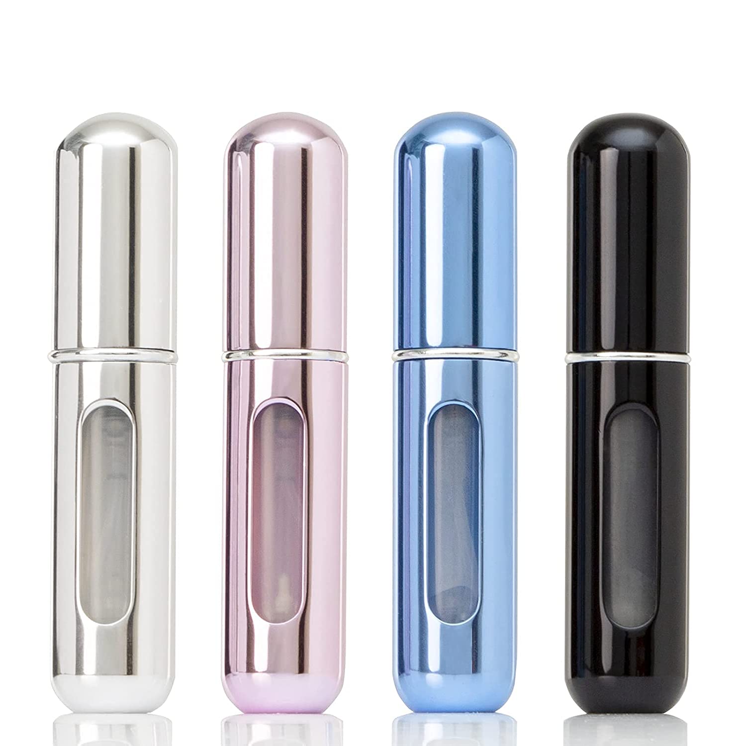 4PCS Refillable Perfume Atomizer Bottle - Portable Travel Mini Spray Bottles for Cologne & Essential Oils, Leak-Proof Fragrance Dispenser with Carrying Bag | Perfect for Travel, Gym, Office & Daily Use