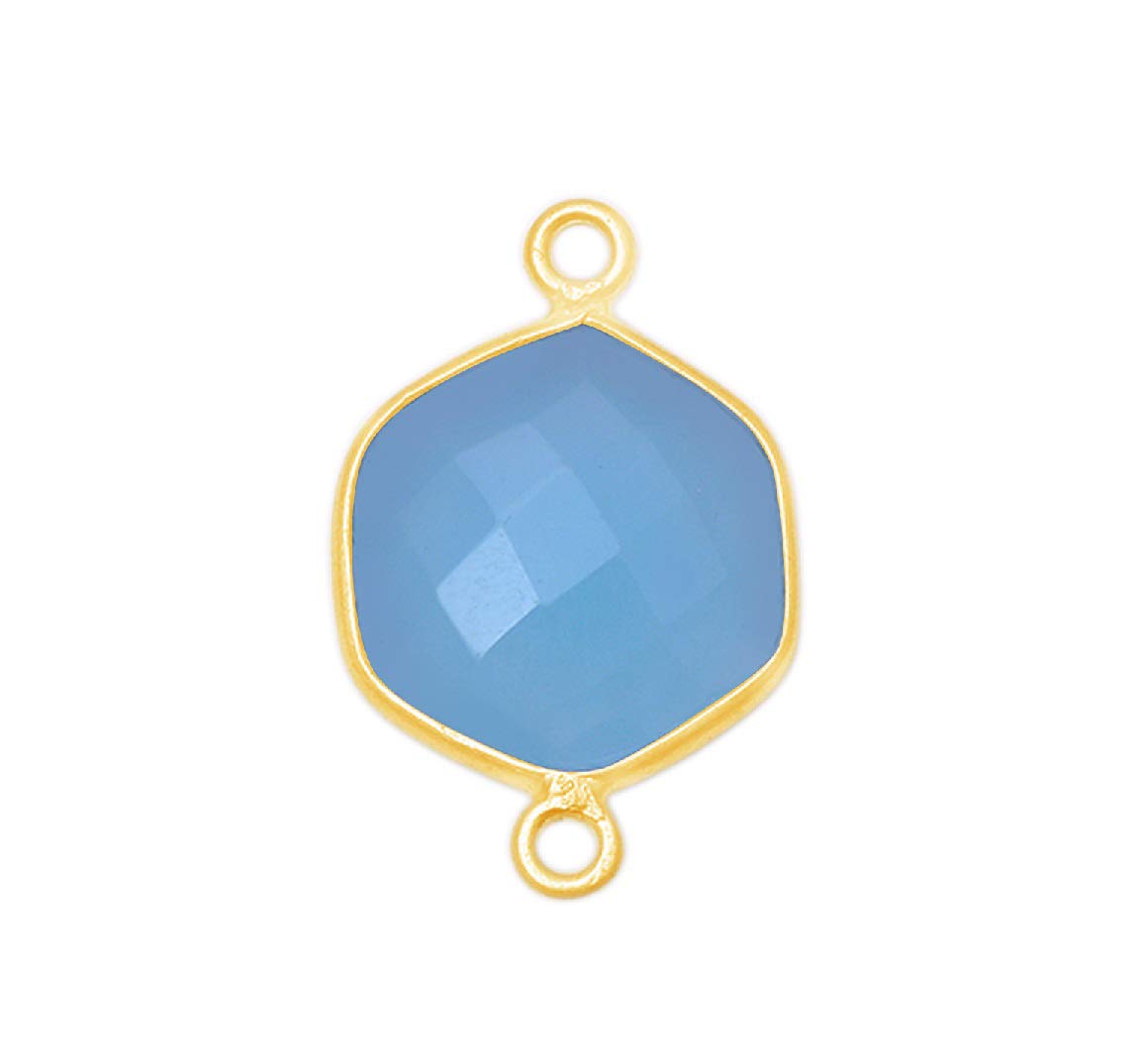 Blue Chalcedony Stone Necklace - Hexagon Faceted Pendant for Jewelry Making & Chakra Healing - DIY Craft Supplies for Necklaces, Bracelets & Spiritual Jewelry - Perfect for Meditation & Gift Giving