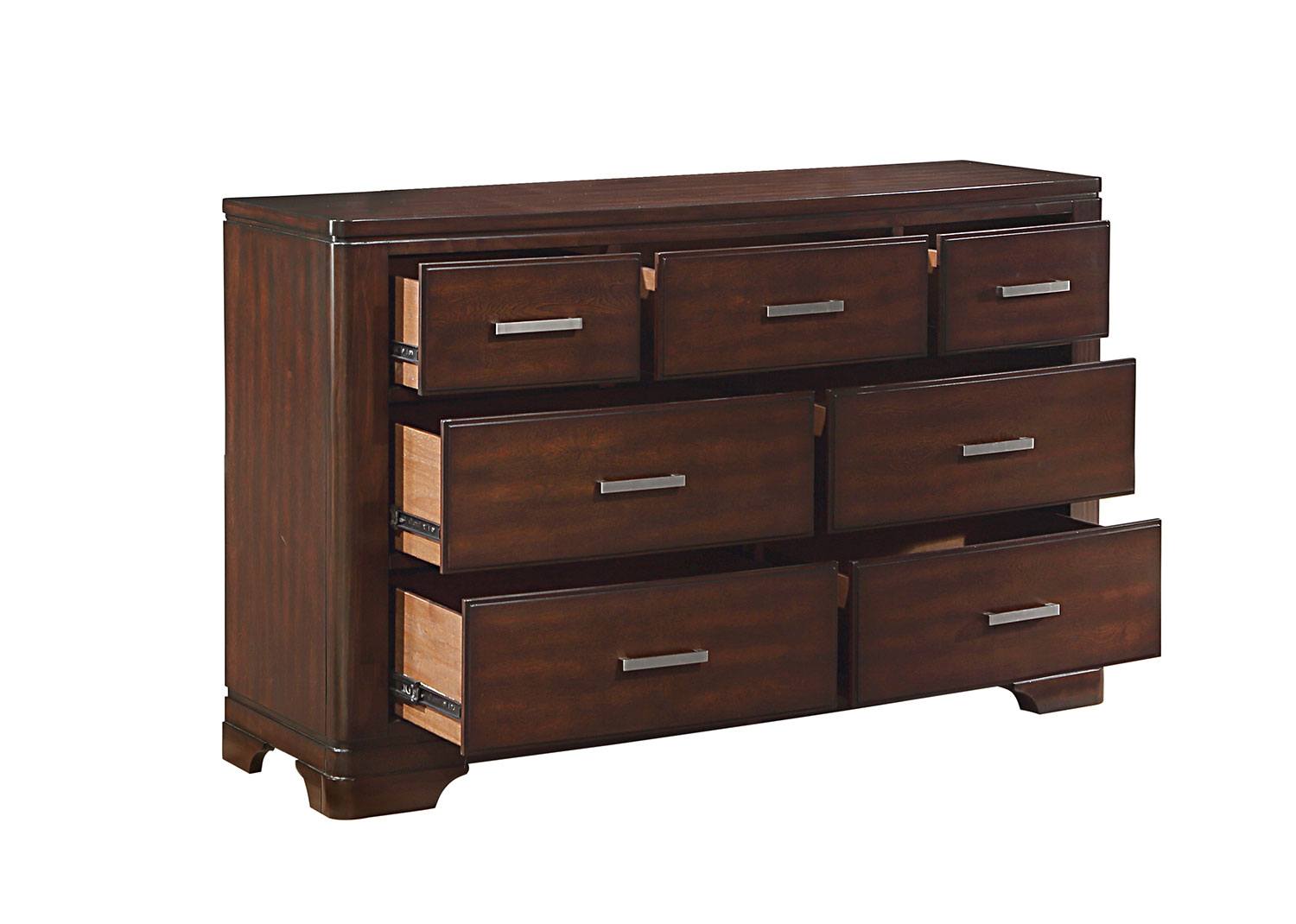 Arista 6-Piece Twin Storage Bedroom Set - Brown Cherry Finish for Small Space & Guest Room Organization