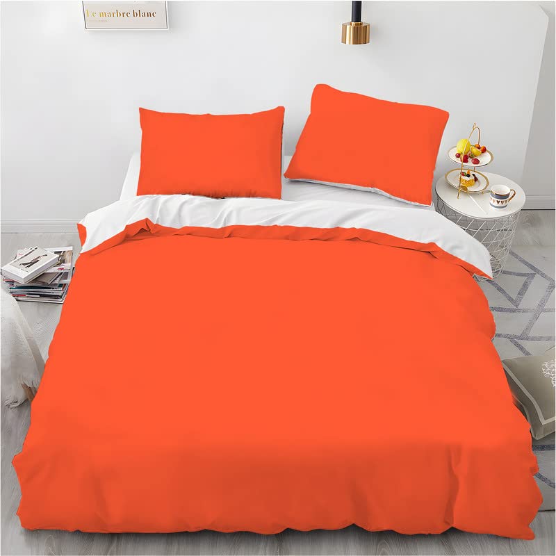 Phonxia Orange Double Duvet Cover Set - 200x200cm Zipper Closure Bedding with 2 Pillowcases | Hypoallergenic & Breathable Cotton for Kids & Adults | Perfect for Guest Rooms, Dorms & Cozy Bedrooms