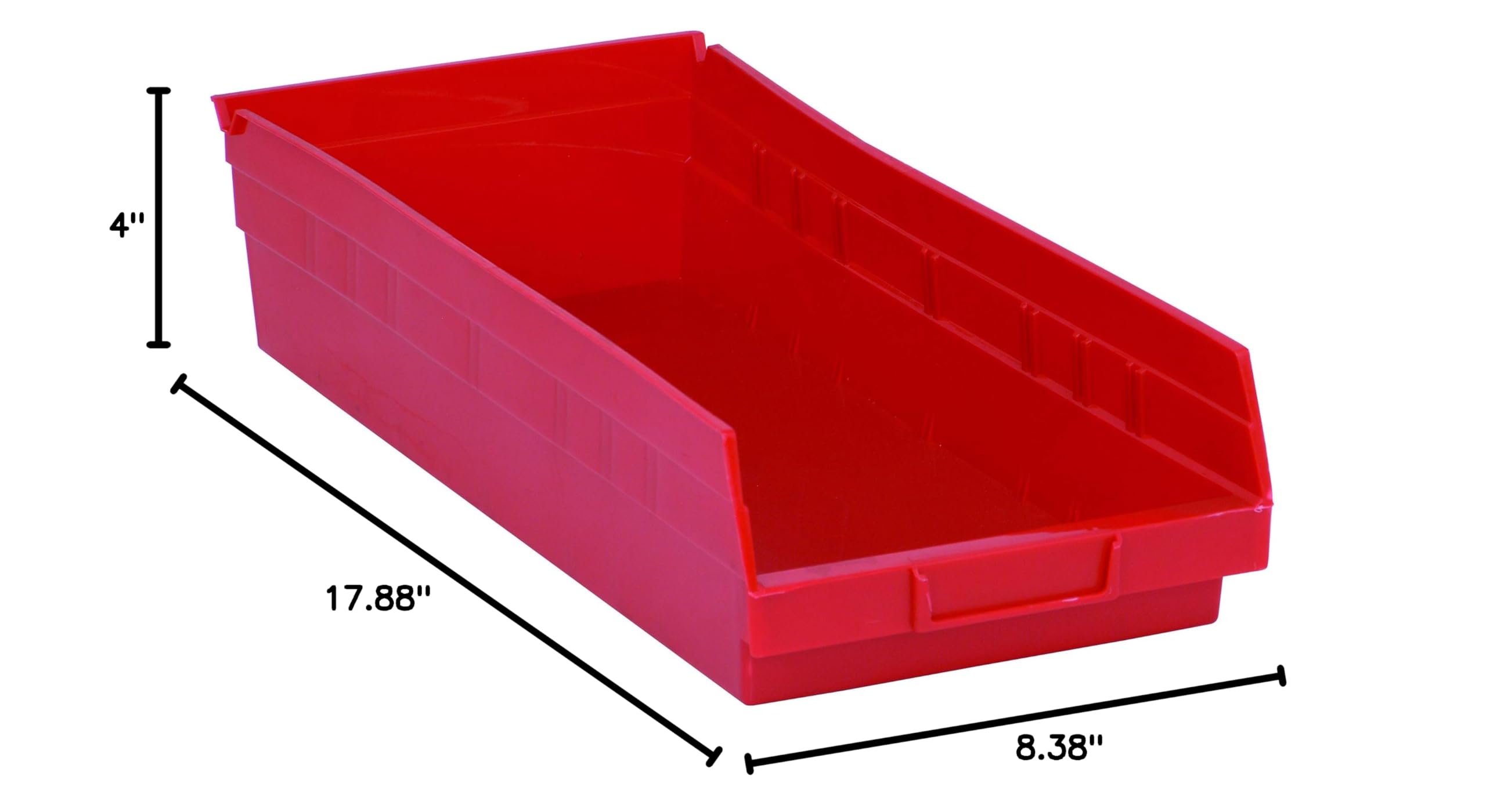 QUANTUM STORAGE SYSTEMS K-QSB108RD-4 4-Pack Plastic Shelf Bin Storage Containers, 17-7/8