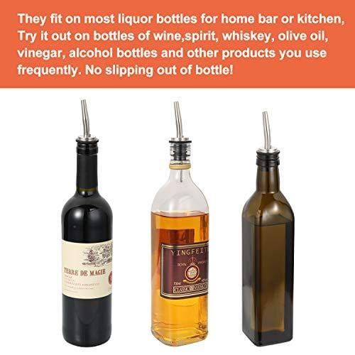 48 Pack Stainless Steel Liquor Pourers with Tapered Spout & Rubber Dust Caps - Classic Bar Accessories for Whiskey, Vodka & Cocktail Making