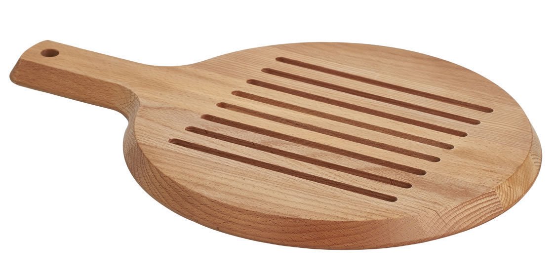 Premium Reversible Beechwood Cutting Board for Bread, Pizza & Charcuterie – 12.6