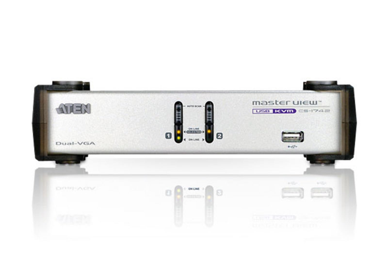 ATEN CS1742 2-Port USB VGA KVM Switch with Dual Display & Audio Support - Ideal for Home Office and Multi-Computer Workstations