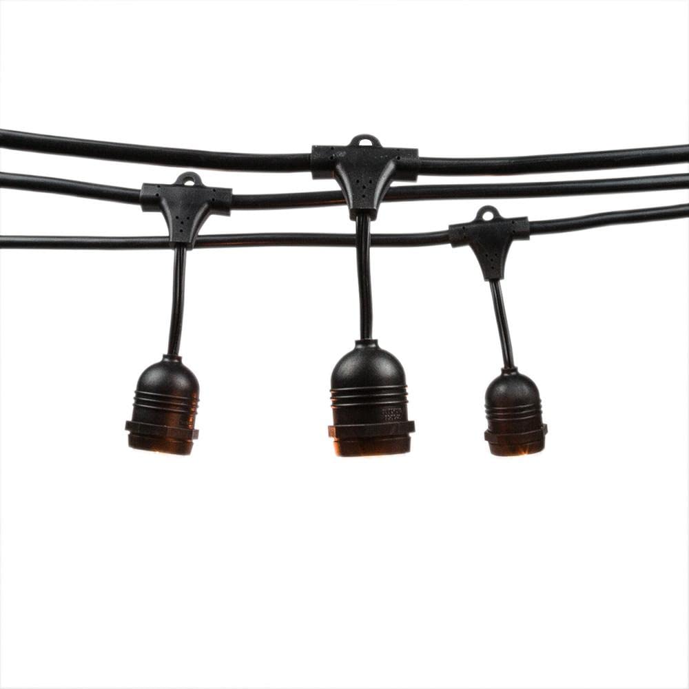 10-Pack Shatterproof LED String Lights - 21FT Black Weatherproof SJTW Cord with E26 Sockets - Commercial Grade Outdoor Hanging Lights for Patio, Garden, Restaurant & Wedding Decor