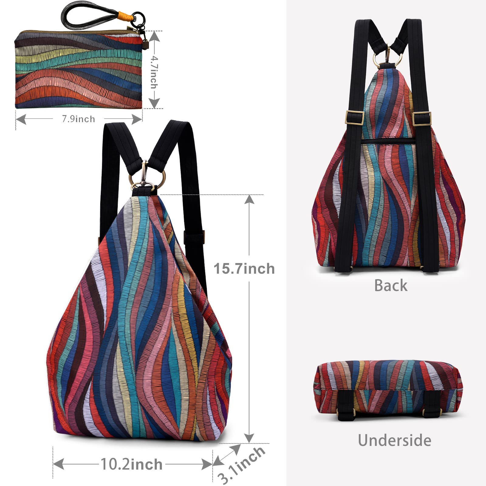 Black Butterfly Premium Bohemian Style Backpack for Women - Fashionable Casual Daypack & Small Purse (Multicolor Plus) - Perfect for Travel, Work, and Everyday Use