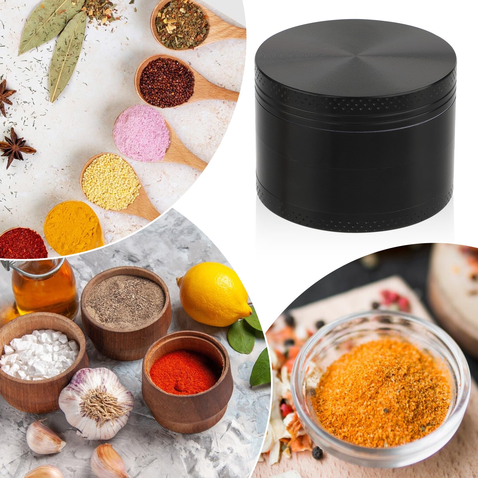 2 Inch Manual Spice Grinder - Portable Aluminum Herb Mill with Magnetic Lid, Zinc Alloy Hand Crank Seasoning Crusher - Perfect for Kitchen, Camping & Travel Use