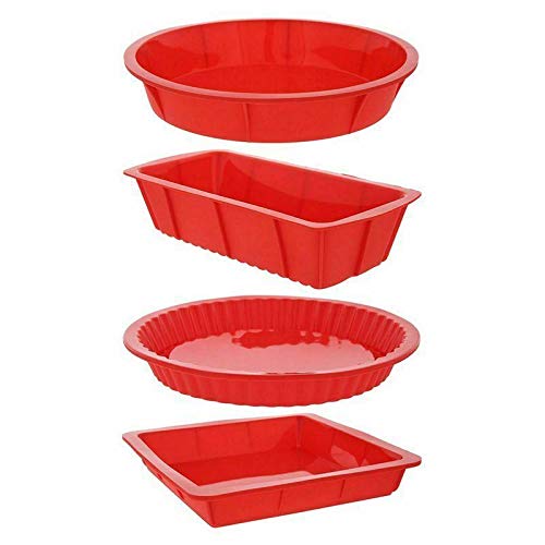 4 Piece Bakeware Set - Non-Stick Muffin Pan & Cake Molds for Baking | Essential Kitchen Cookware Supplies for Home Bakers & Party Desserts