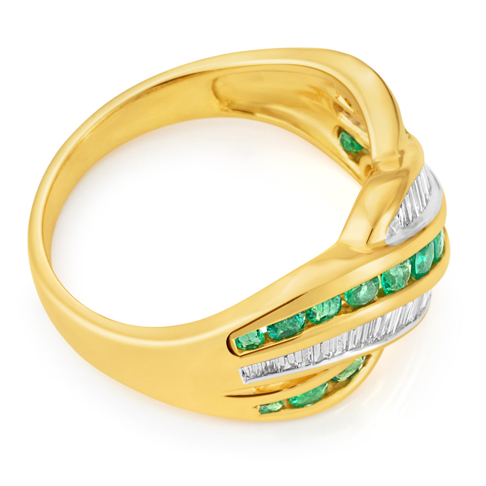 9ct Yellow Gold 0.73ct Natural Emerald and 0.30ct Diamond Ring - Elegant Birthstone Jewelry for Women, Perfect for Engagement, Anniversary & Special Occasions