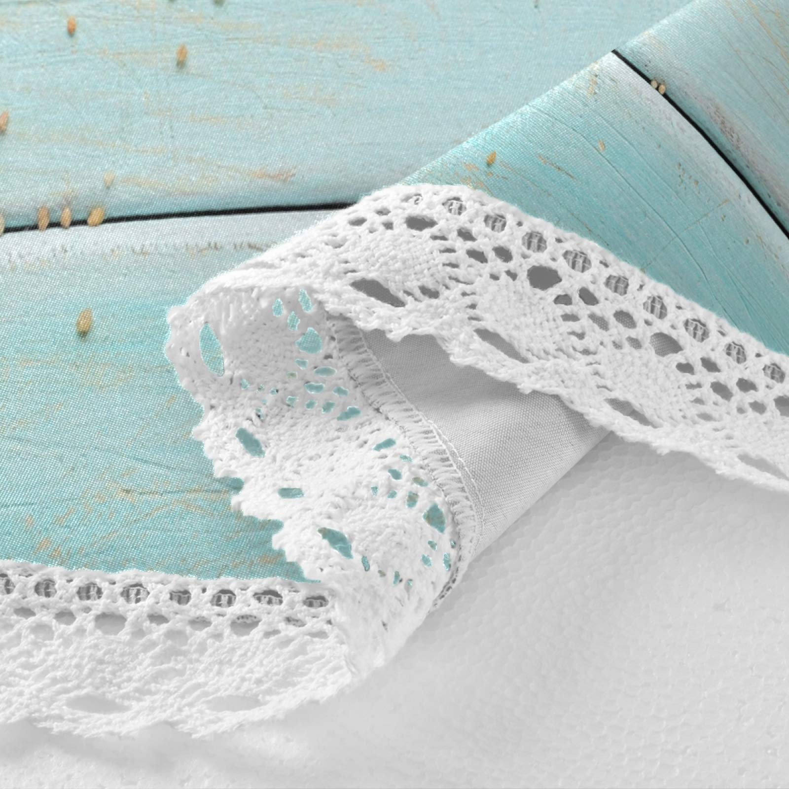 Turquoise Teal Round Seashell Starfish Wooden Tablecloth - 60 Inch Washable Polyester Ocean Beach Theme Table Cover for Kitchen, Dining, Party & Picnic Decor | Perfect for Coastal Home Decor, Beach Weddings, and Summer Entertaining