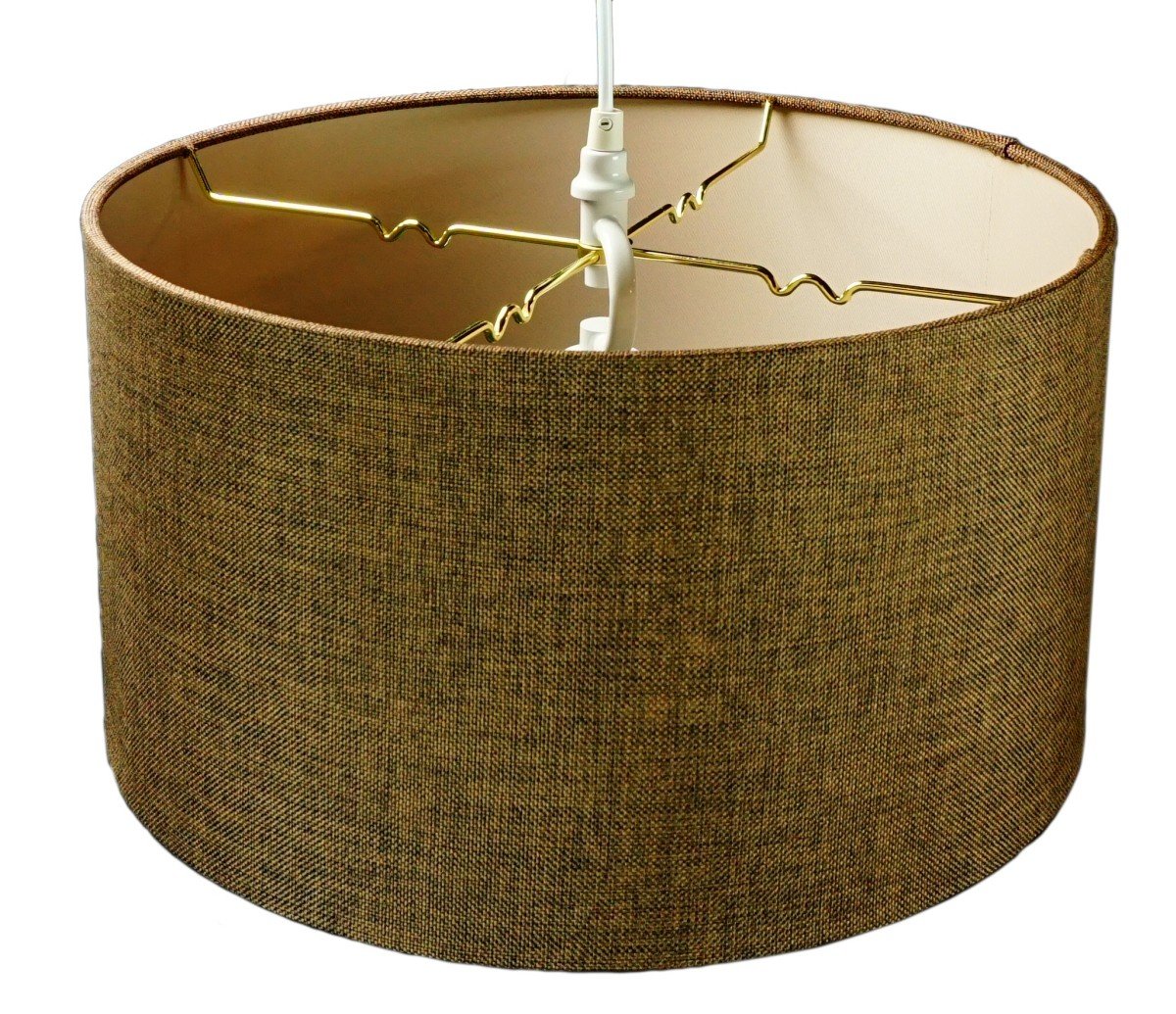 HomeConcept 2-Light Plug-in Swag Pendant with Diffuser - 18 Inch Chocolate Burlap Shade & White Cord - Perfect for Kitchen Islands, Dining Rooms & Bedroom Lighting