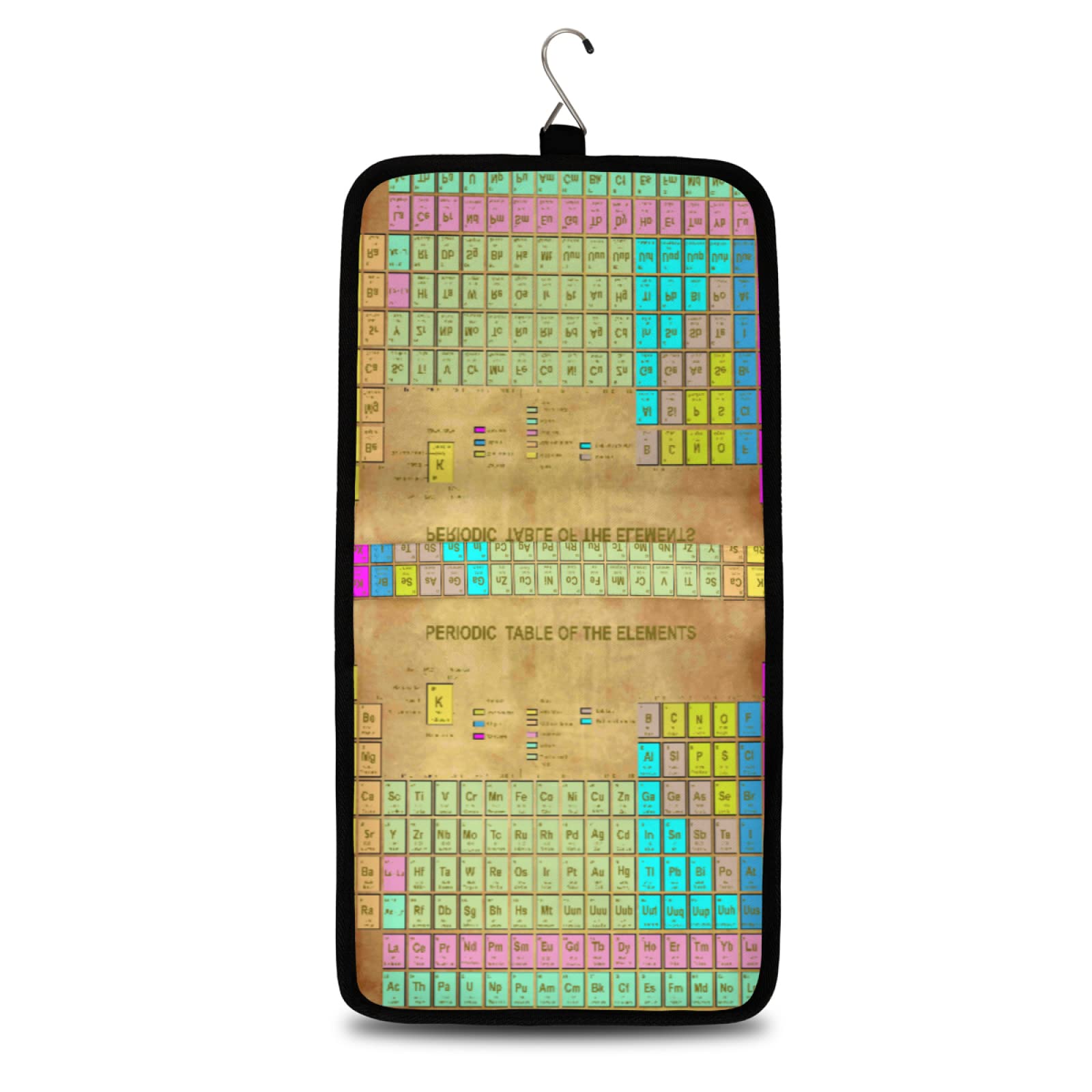 Periodic Table Elements Chemistry Hanging Toiletry Bag - Waterproof Travel Cosmetic Organizer with Sturdy Hook for Makeup, Shower & Travel Essentials | Perfect for College Dorm, Gym & Vacation Trips