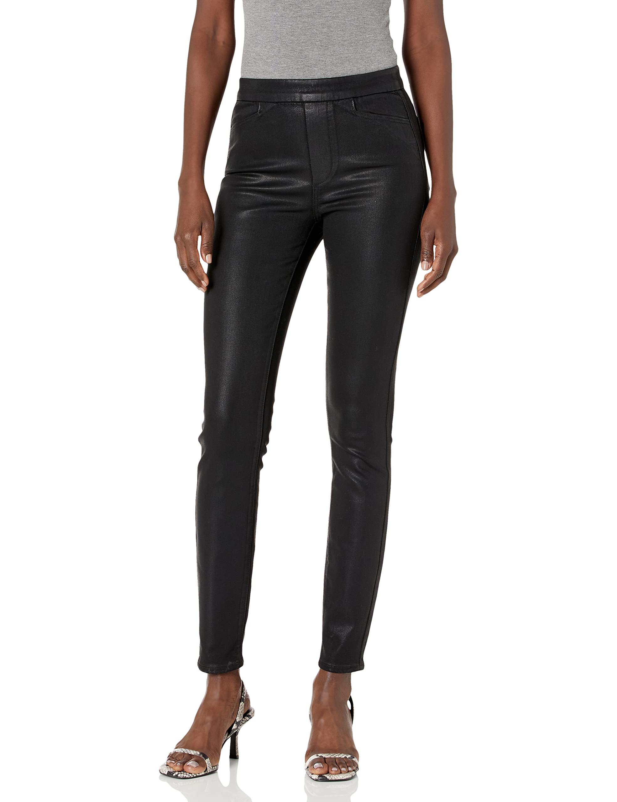 PAIGE Women's Hoxton Transcend Coated High Rise Skinny Pull On Jeans - Stretch Denim Pants for Work, Date Night & Everyday Comfort