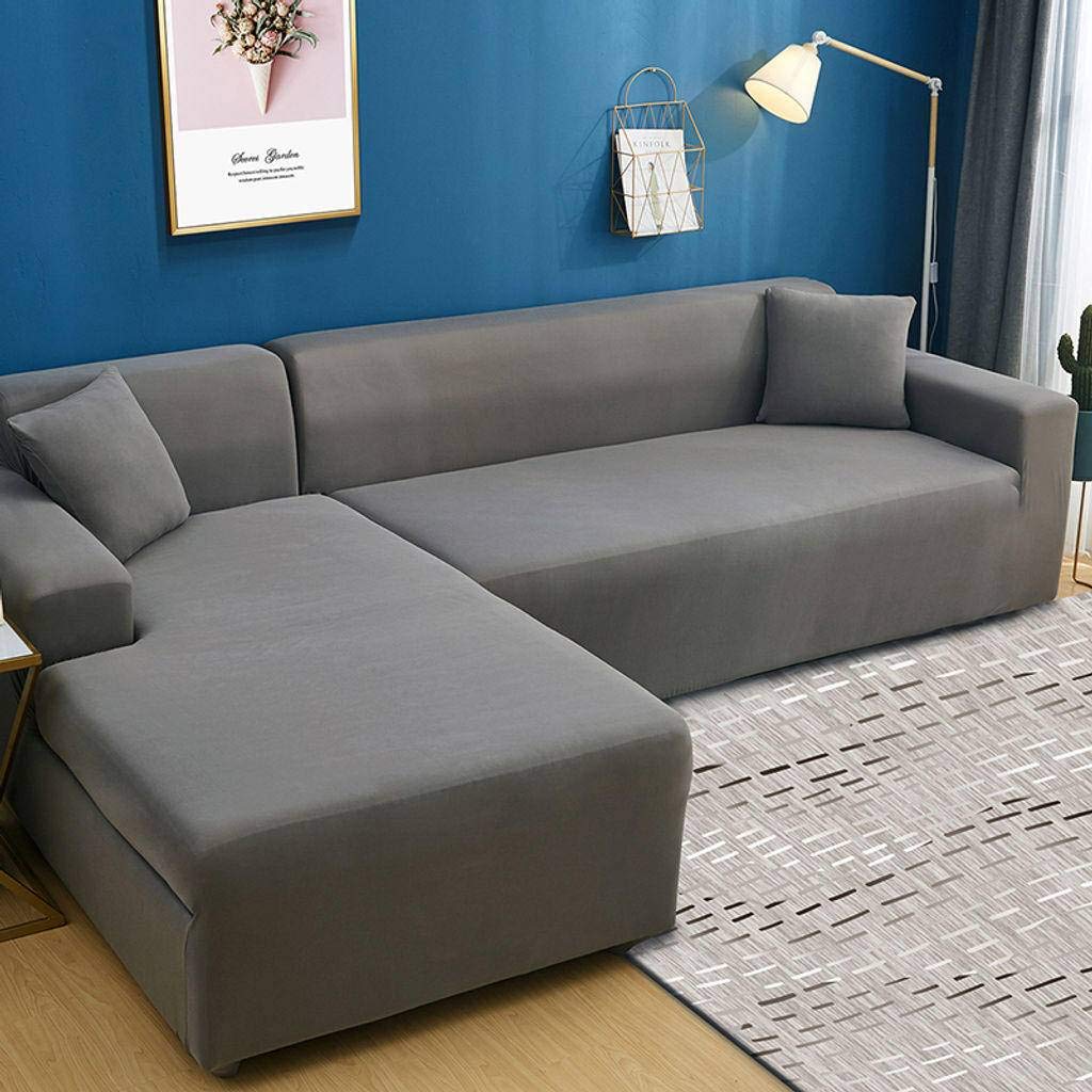 Waterproof Stretch Sofa Slipcover for Living Room - L-Shaped Chaise Lounge Cover, Anti-Slip Couch Cover Set (2Pcs, 235cm-300cm+235cm-300cm, Solid Color) - Perfect for Pet Owners, Family Gatherings & Home Decor Protection