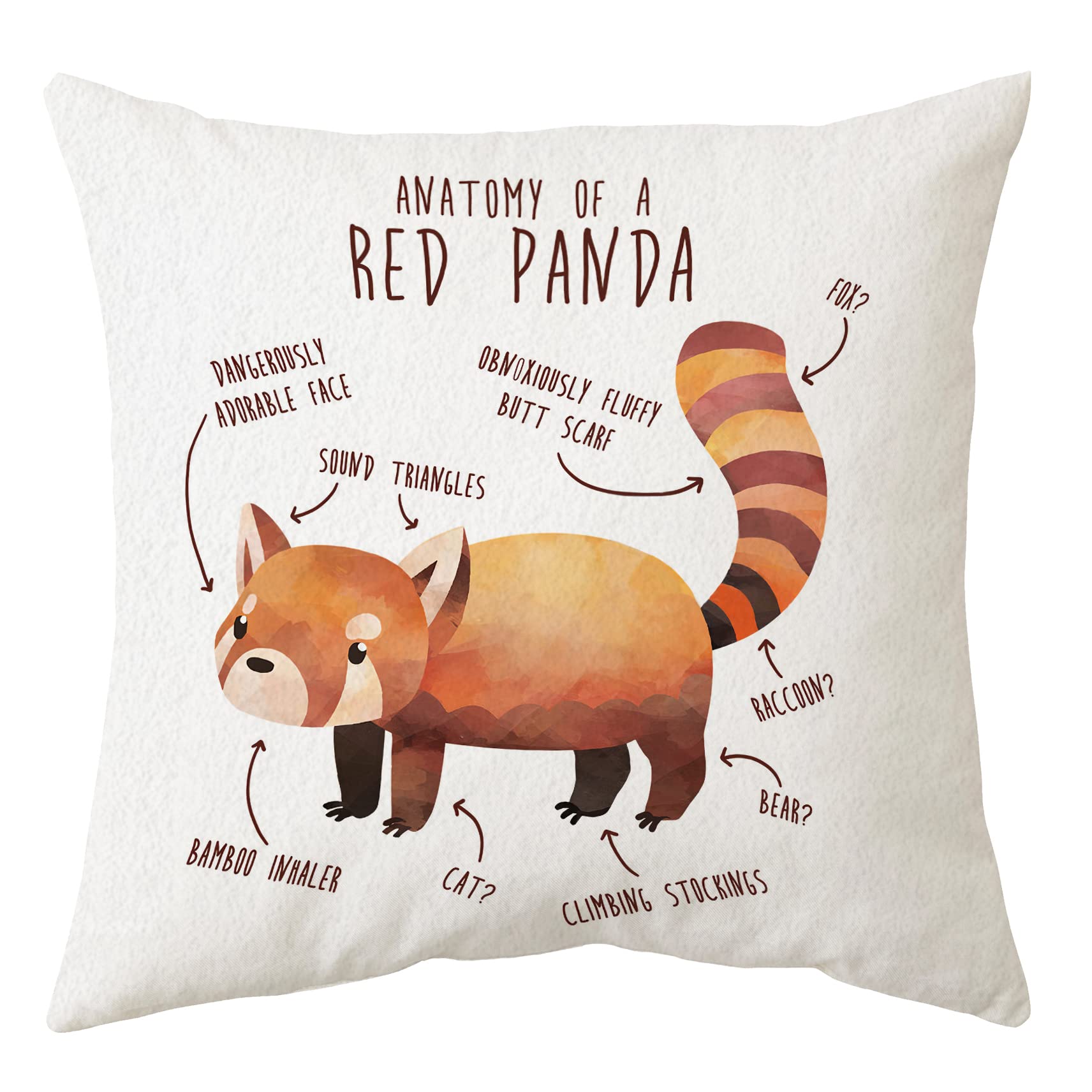 Red Panda Themed Pillow Cover 18x18 Inch - Cute Cartoon Panda Throw Pillowcase for Home Decor, Funny Animal Lover Gift for Kids & Adults - Perfect for Bedroom, Living Room & Nursery Decorations