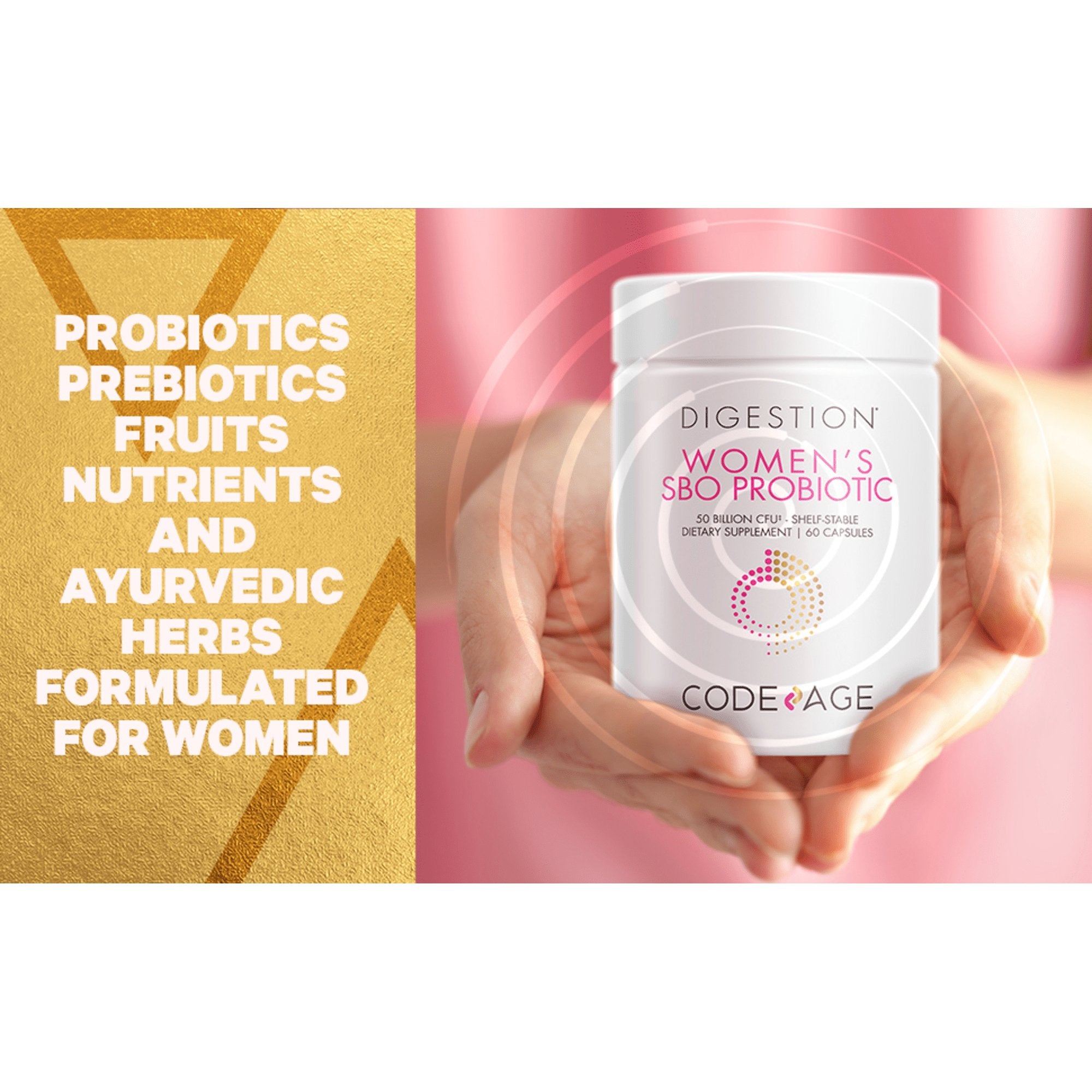 Codeage Digestion Women's SBO Probiotic Supplement - 60 Capsules for Gut Health & Immune Support | Supports Digestive Balance, Bloating Relief & Women's Wellness | Daily Probiotic for Women's Health