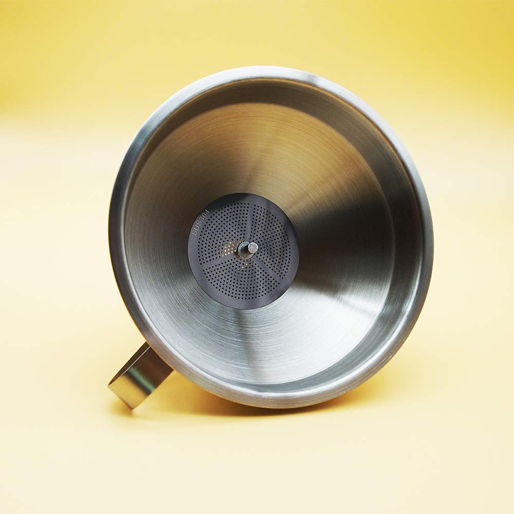 Premium 304 Stainless Steel Kitchen Funnel - 5 Inch Wide Mouth with Collapsible Strainer Filter for Wine, Juice, Milk & Dry Ingredients | Perfect for Home Brewing, Baking & Liquid Transfer
