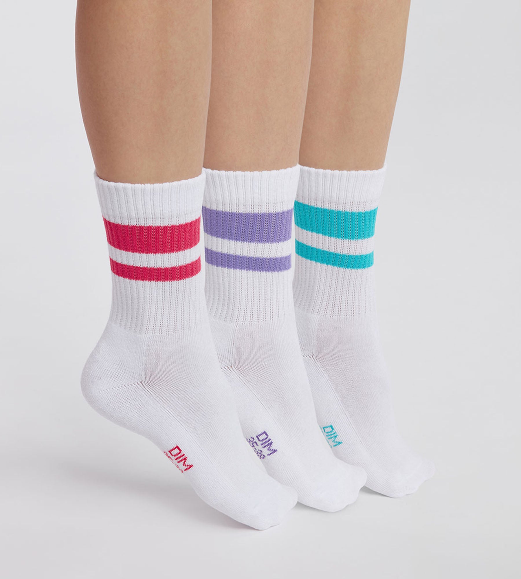 3 Pairs Women's Cotton Socks - Red EcoDim Sport Socks for Running, Yoga & Daily Comfort