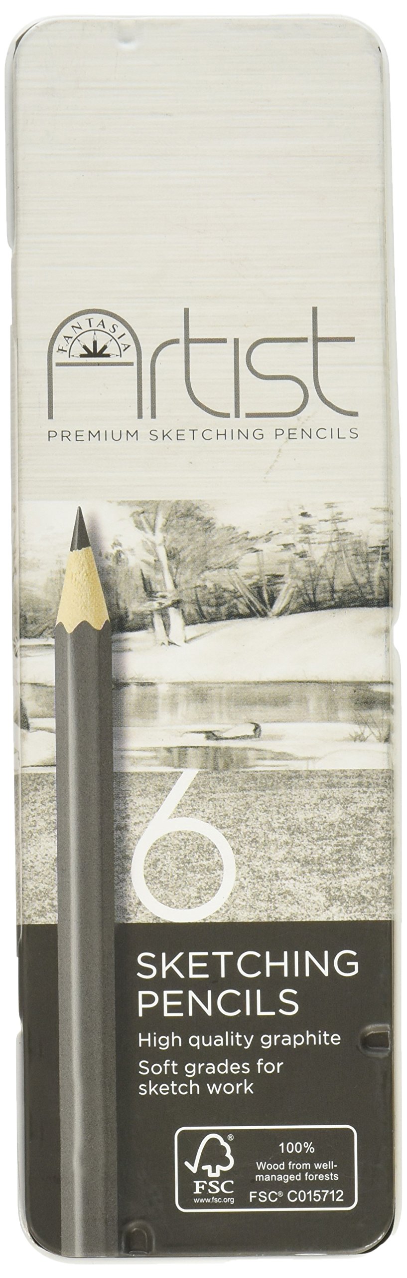 Fantasia Premium Sketch Pencil Set - 6 Piece Professional Drawing Pencils for Artists, Beginners & Sketching - Ideal for Sketching, Shading, Doodling & Art Projects