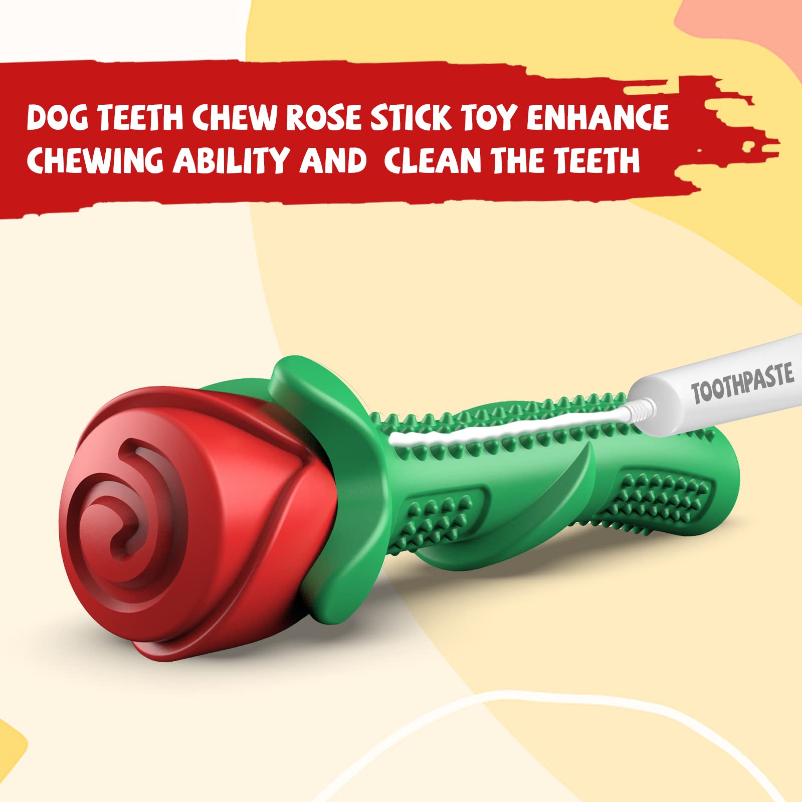 Durable UCHO Dog Chew Toys for Aggressive Chewers - Interactive Rose-Shaped Chew Toy for Small & Medium Dogs - Training Aid & Dental Cleaning Toy for Puppies & Adult Dogs - Perfect for Indoor Play, Outdoor Fetch & Teeth Cleaning Sessions
