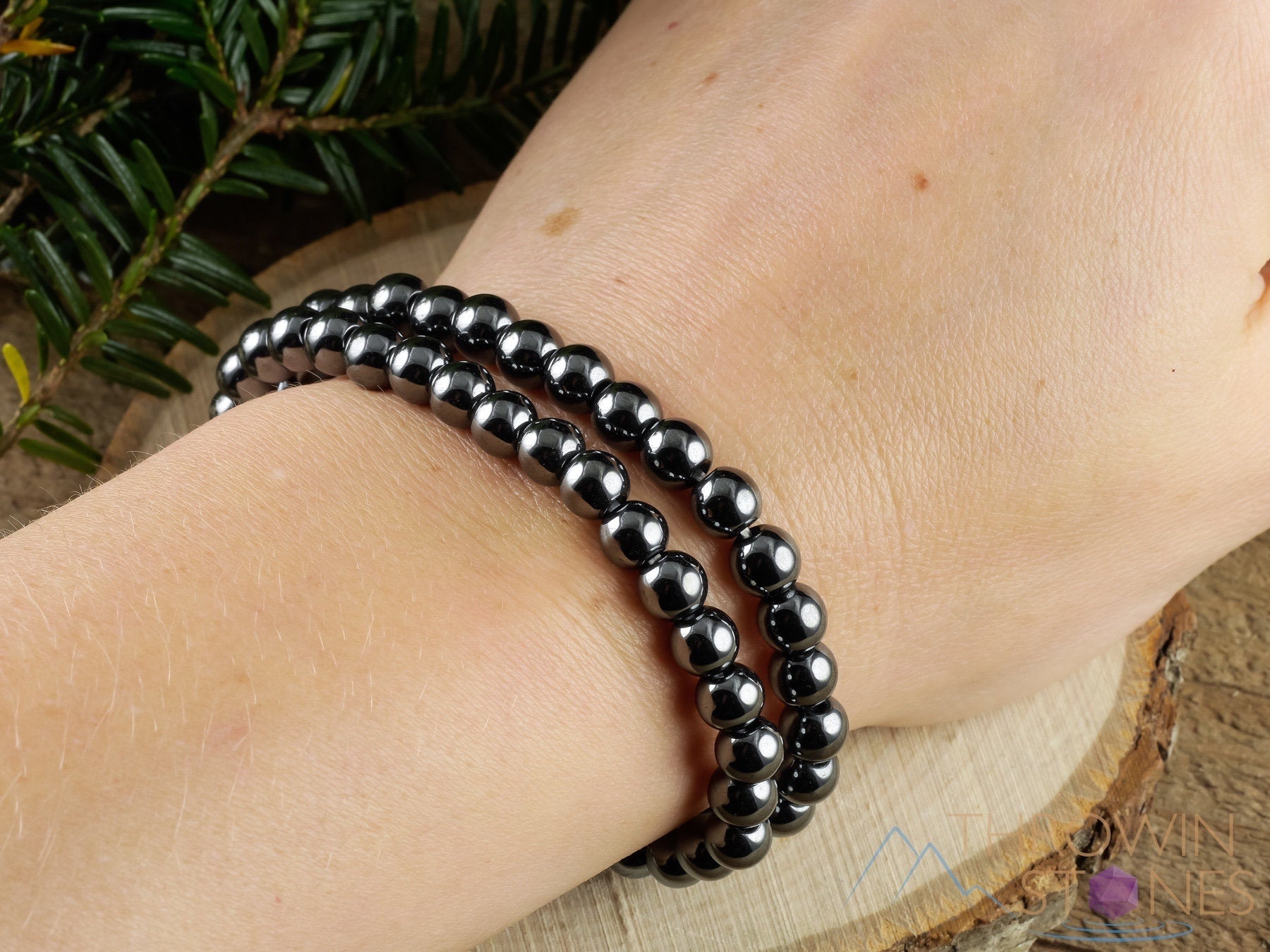 Healing Hematite Crystal Bracelet with Round Beads - Handmade Beaded Jewelry for Stress Relief & Energy Balancing | Perfect for Meditation, Yoga & Spiritual Healing