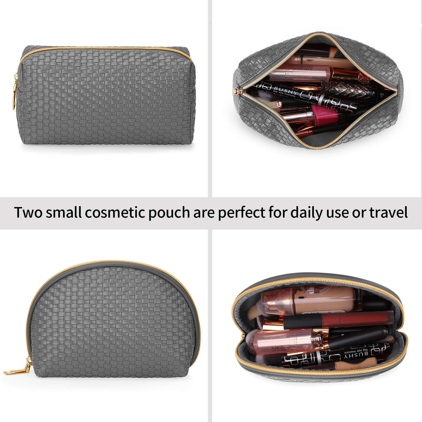 3-Piece Waterproof Makeup Bag Set - Portable Travel Cosmetic Organizer with Weave Design, Multi-Functional Storage for Women & Girls (Grey) | Perfect for Travel, Gym, Daily Use & Toiletries Organization