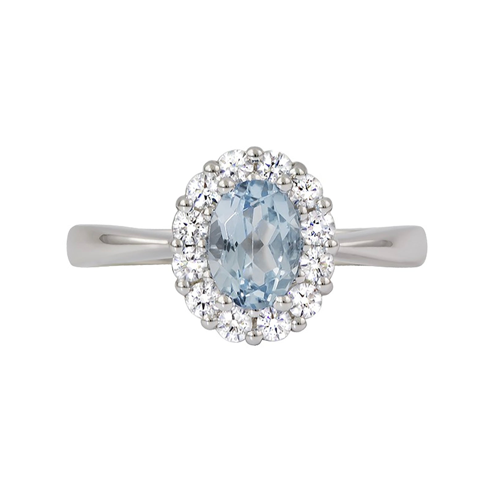 Exquisite Aquamarine & Diamond Halo Engagement Ring - 14K White Gold Vintage Style Jewelry for Women, Perfect for Weddings, Anniversaries & Special Occasions