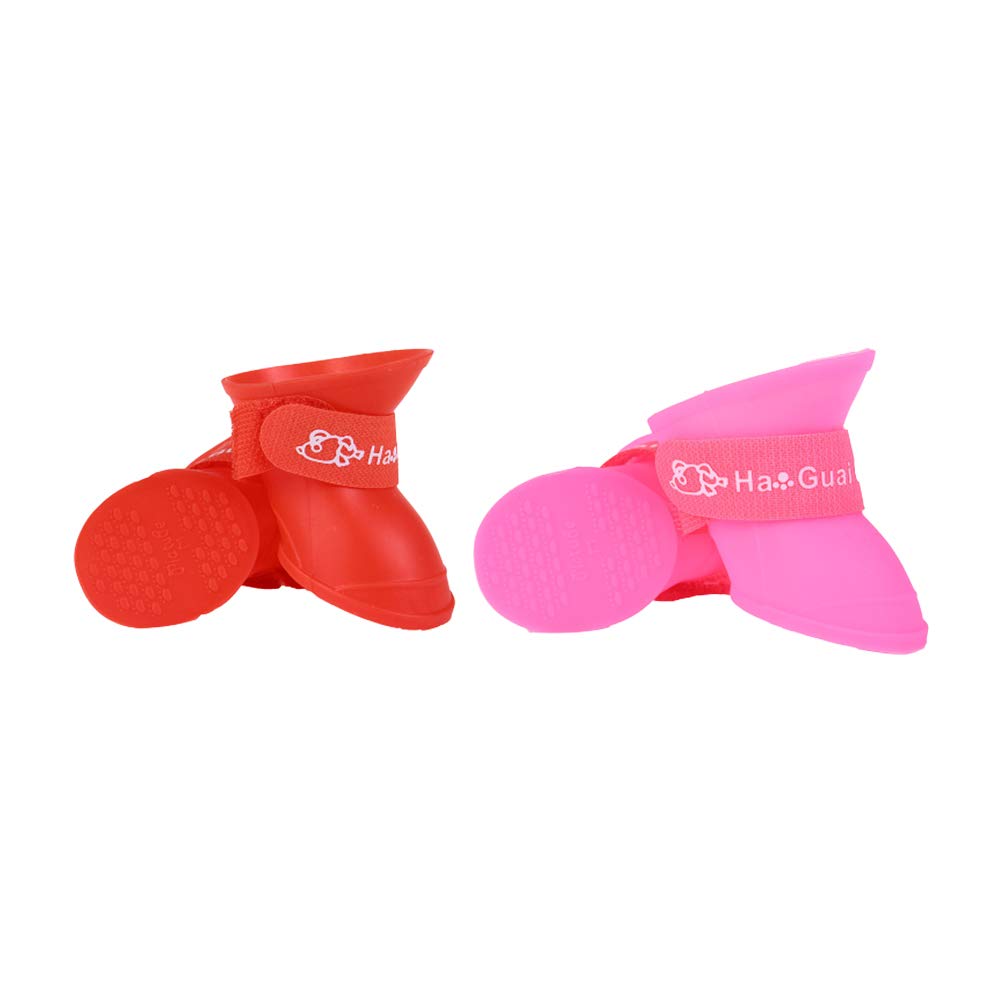 POPETPOP 4PCS Waterproof Dog Rain Shoes - Anti-Slip Pet Boots for Walking in Rain