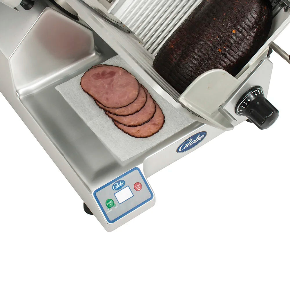 Globe SG13 Manual Meat & Cheese Slicer with 13 Blades - Belt Driven Aluminum Commercial Deli Slicer for Sandwiches, Charcuterie & Food Prep