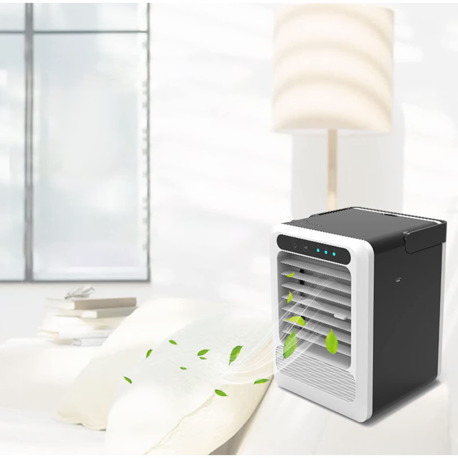 Portable Air Conditioner Fan with 3 Speed Settings - USB Powered Evaporative Cooler for Home, Office, Bedroom & Outdoor Use - Compact Desk Cooling Solution (Black) | Perfect for Summer, Travel & Small Spaces