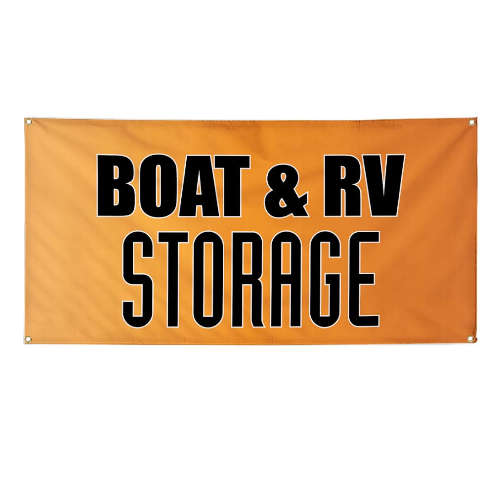 16x40 Inches Vinyl Banner for Boat & RV Storage - Weatherproof Outdoor Advertising Sign with 4 Grommets - Ideal for Business, Industrial Yard Signs & Commercial Printing (Orange)