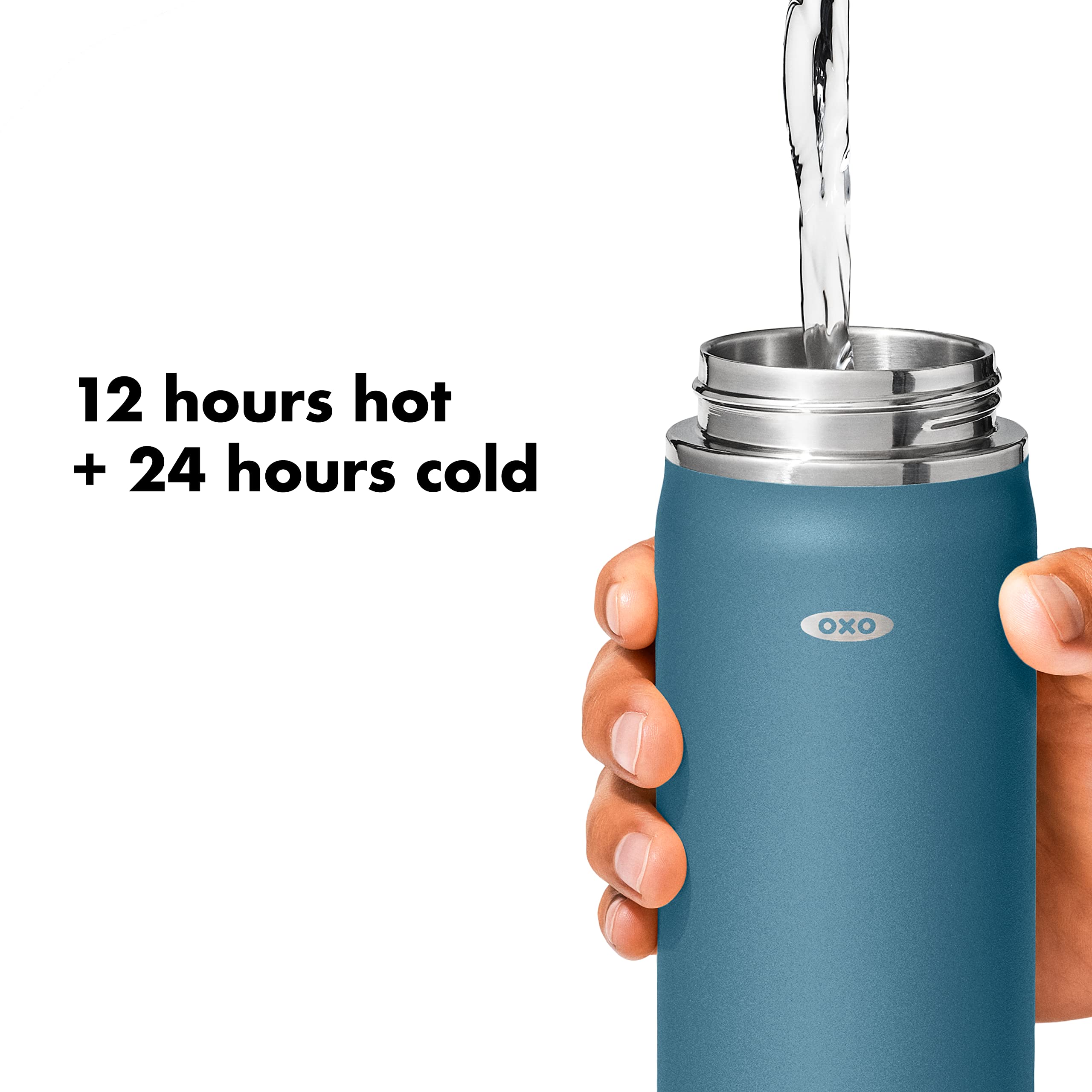 OXO Strive 20oz Wide Mouth Water Bottle with Straw Lid - Leak Proof, BPA Free, Insulated Stainless Steel Water Bottle for Gym, Hiking & Travel - Aquamarine
