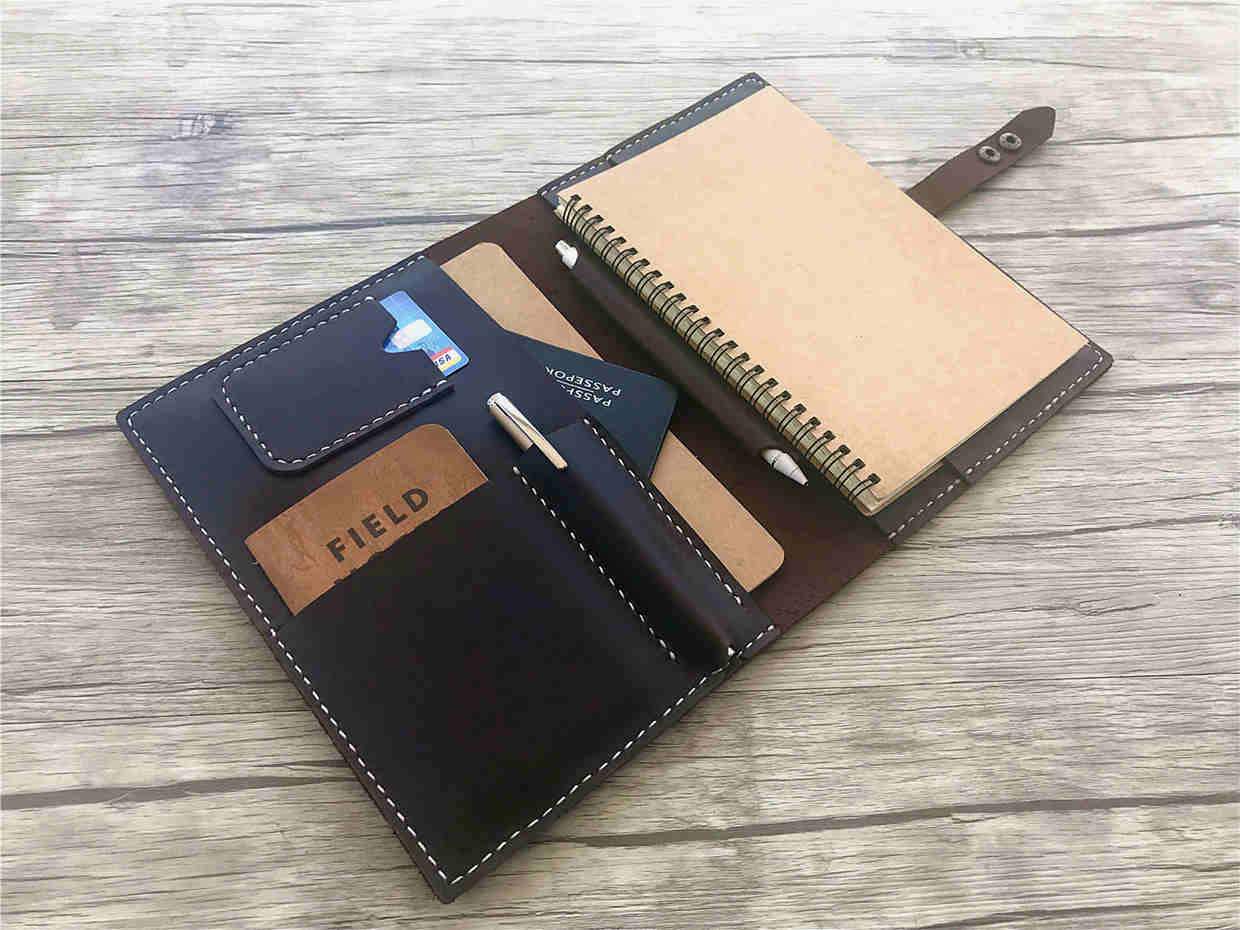 Premium Genuine Leather Notebook Cover - Coffee Brown | Stylish & Durable Journal Cover for Office, School & Travel