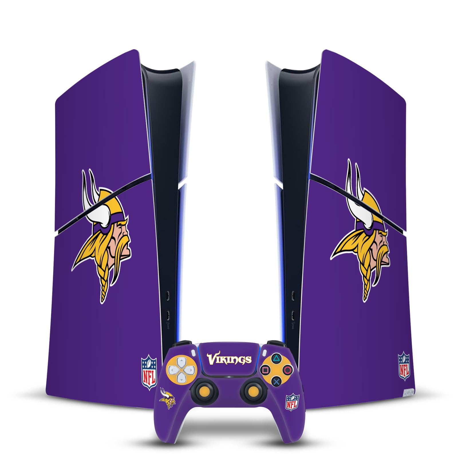 Official NFL Licensed Minnesota Vikings Vinyl Skin Sticker for Sony PlayStation 5 PS5 Slim & Digital Edition Console & DualSense Controller - Perfect for Gaming, Collectors & Vikings Fans