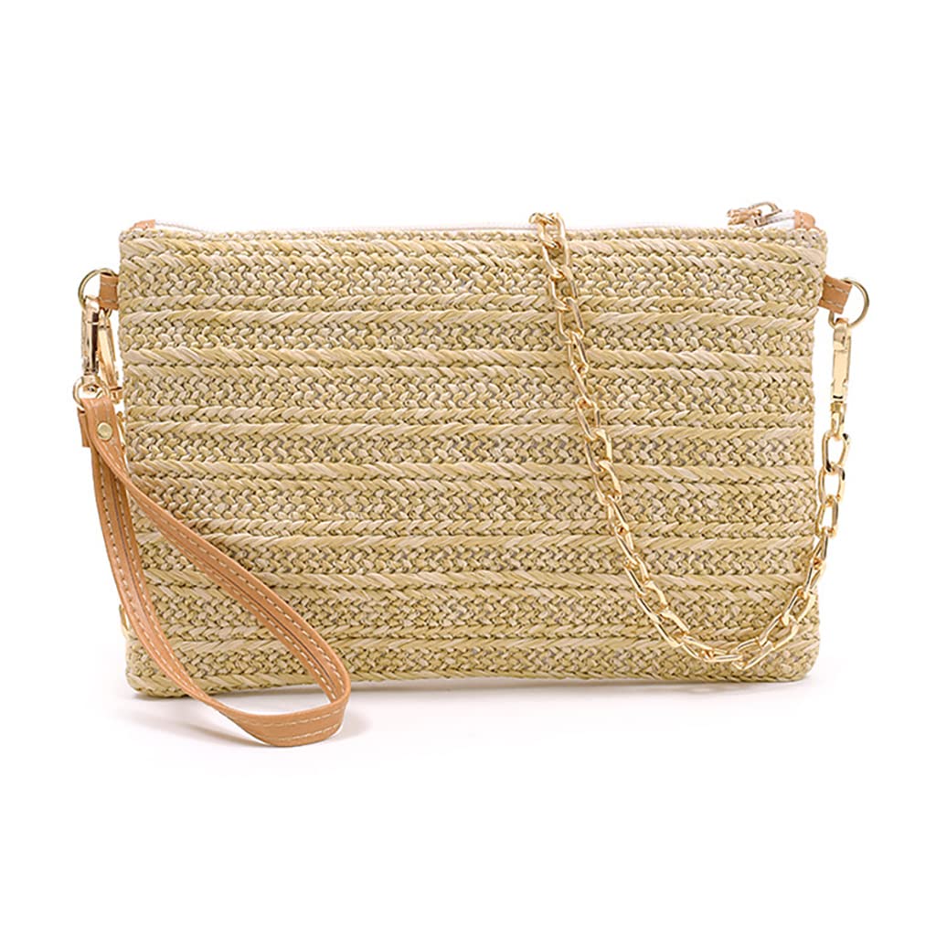 Stylish Women's Crossbody Straw Beach Bag - Lightweight Summer Purse with Adjustable Strap for Travel, Shopping & Outdoor Activities