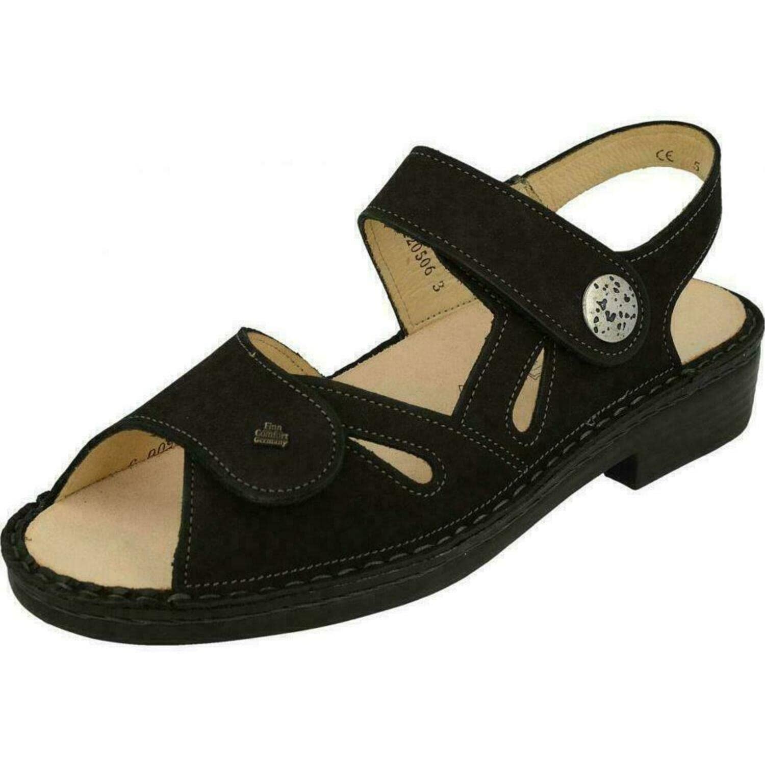Finn Comfort Women's Costa Black Sandal - Size 6 (UK 3.5) Medium Width - Premium Comfort Footwear for Walking, Travel & Everyday Wear