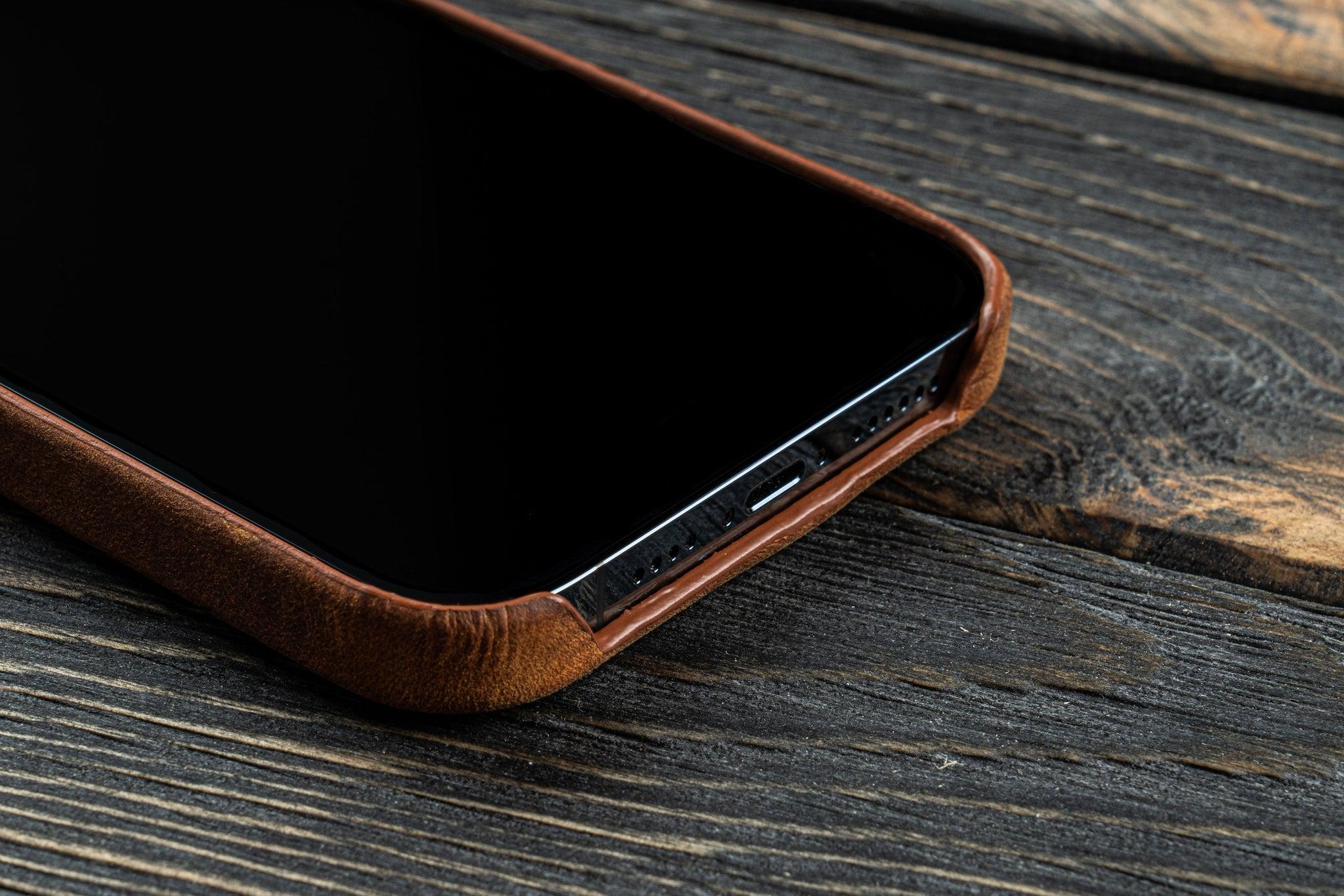 Premium Genuine Leather iPhone 13 Mini (5.4 inch) Protective Hard Back Cover Case - Perfect for Business, Travel & Everyday Use