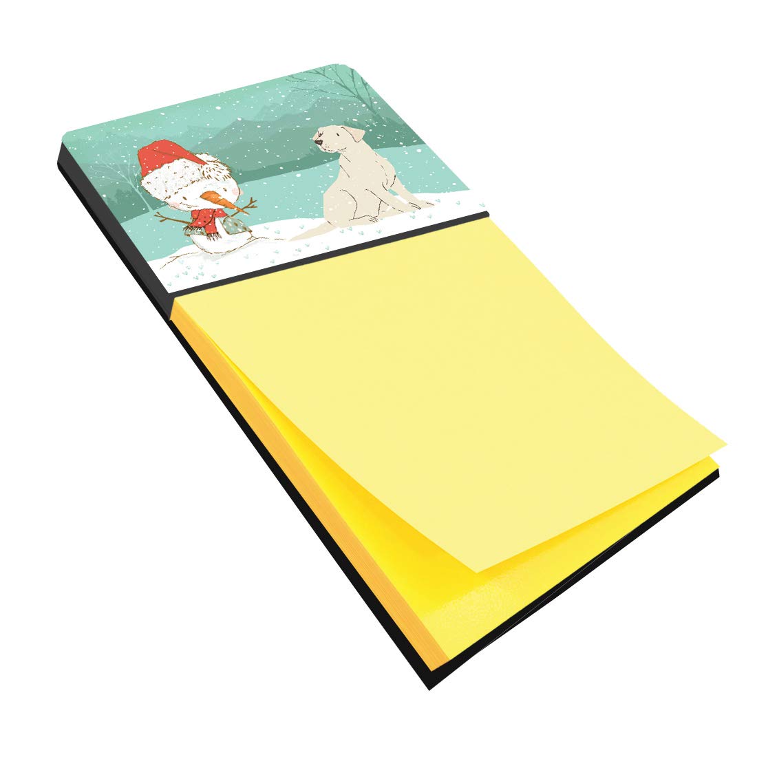 Yellow Labrador Snowman Christmas Sticky Note Holder - Cute Office & Home Desk Organizer for Holiday Decor & Memo Reminders