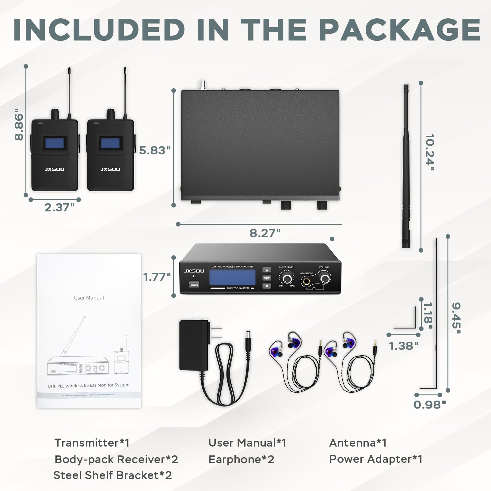 Wireless IEM System 550-580MHz with 2 Receivers for Live Performance