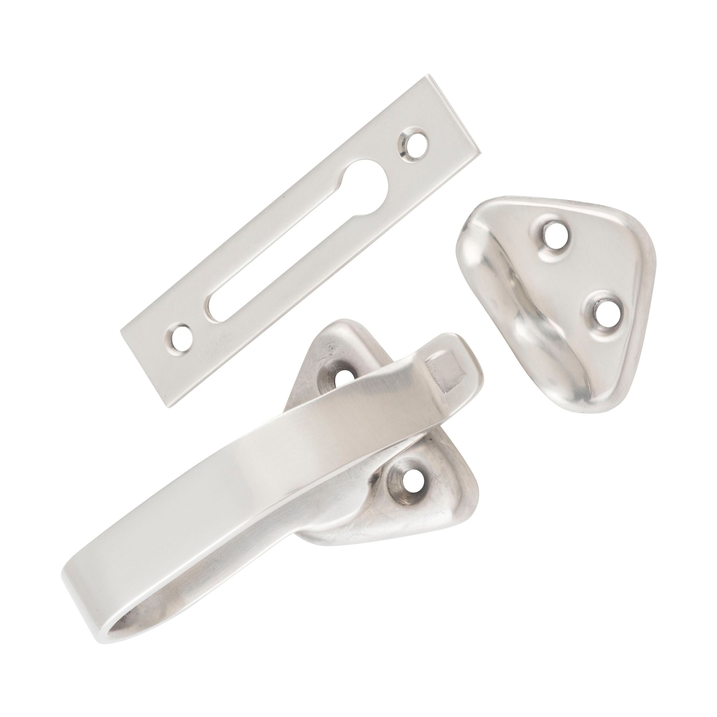 9806 Hopper Window Fastener - Satin Nickel Finish - 74mm x 39mm x 31mm - Durable Window Latch for Home & Office Security - Perfect for Sliding Windows, Patio Doors & Cabinets