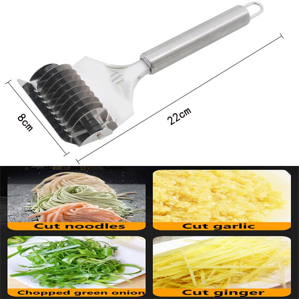 Stainless Steel Noodle Cutter Roller - Pasta Dough Press & Spaghetti Maker | Handheld Kitchen Tool for Fresh Homemade Noodles | Perfect for Italian Cooking, Asian Cuisine & Baking