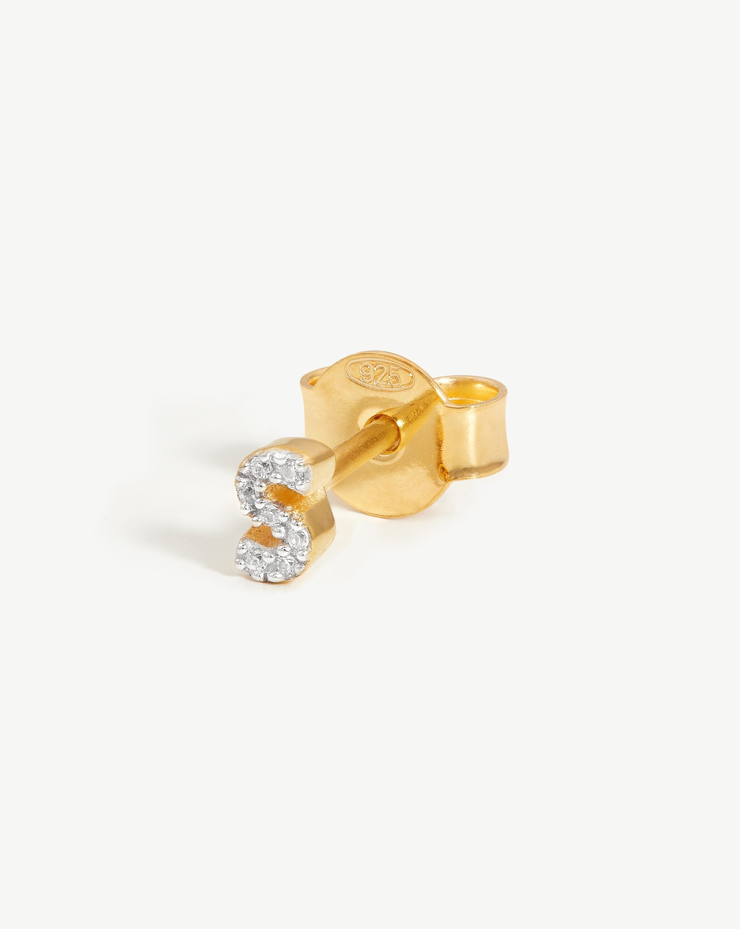 Pave Initial Single Stud Earring - 18k Gold Vermeil & Cubic Zirconia Personalized Jewelry - Perfect for Gifts, Anniversaries & Everyday Elegance