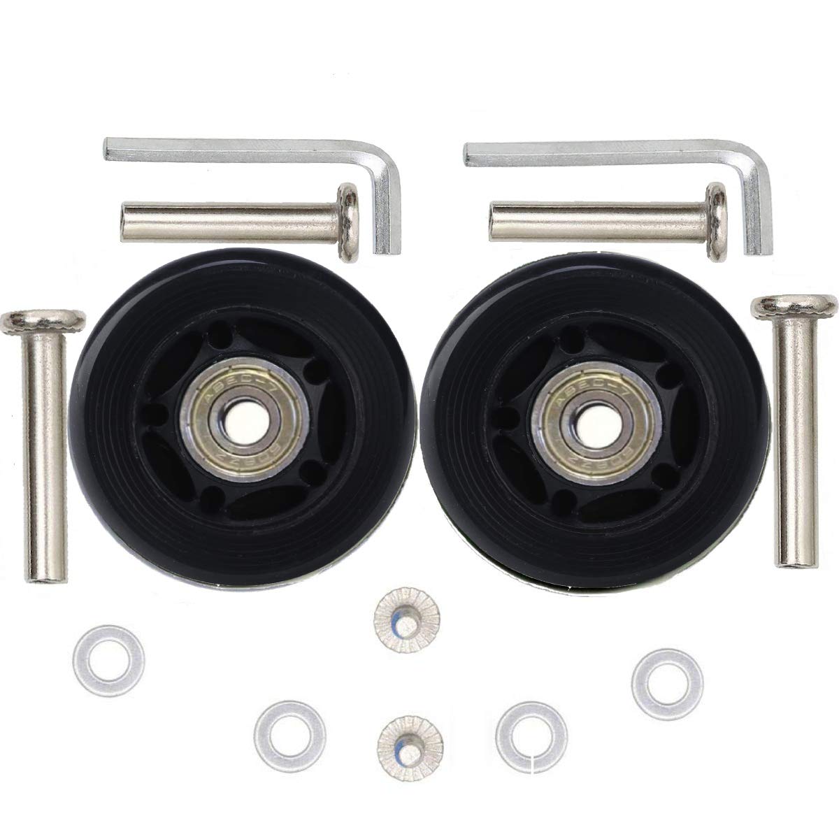 ORO 1 Pair 64mm Luggage Wheels Replacement with 8mm Bearings - Suitcase Wheels for Travel, Inline Skates & Caster Boards (64x18mm) - Durable Replacement Wheels for Smooth Rolling on Airports, Pavement & Outdoor Use