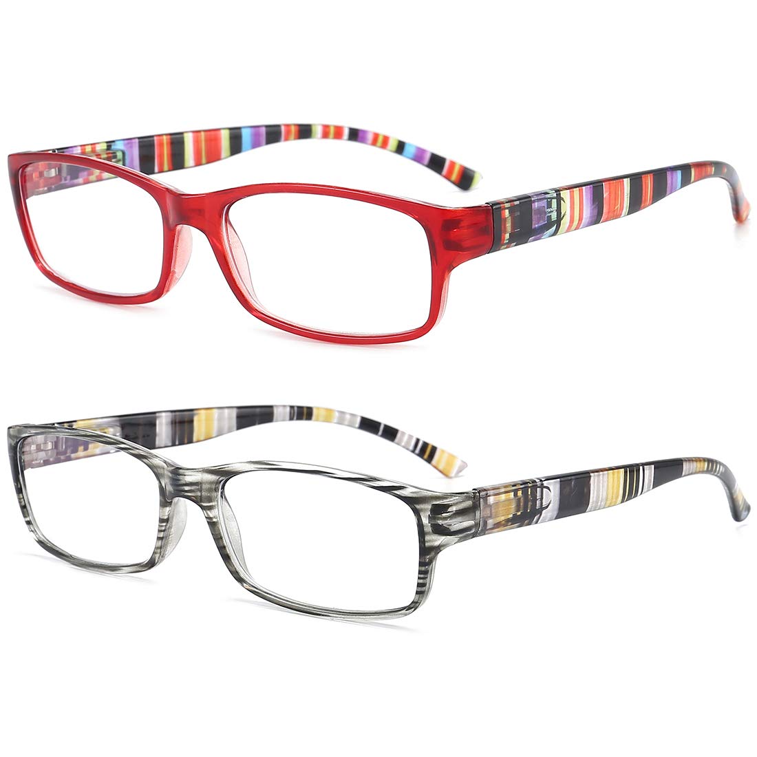 Blue Light Blocking Glasses for Women - 2 Pack Computer Reading Glasses with Case - Anti Eye Strain 1.0 Magnification for Office, Gaming & Screen Time