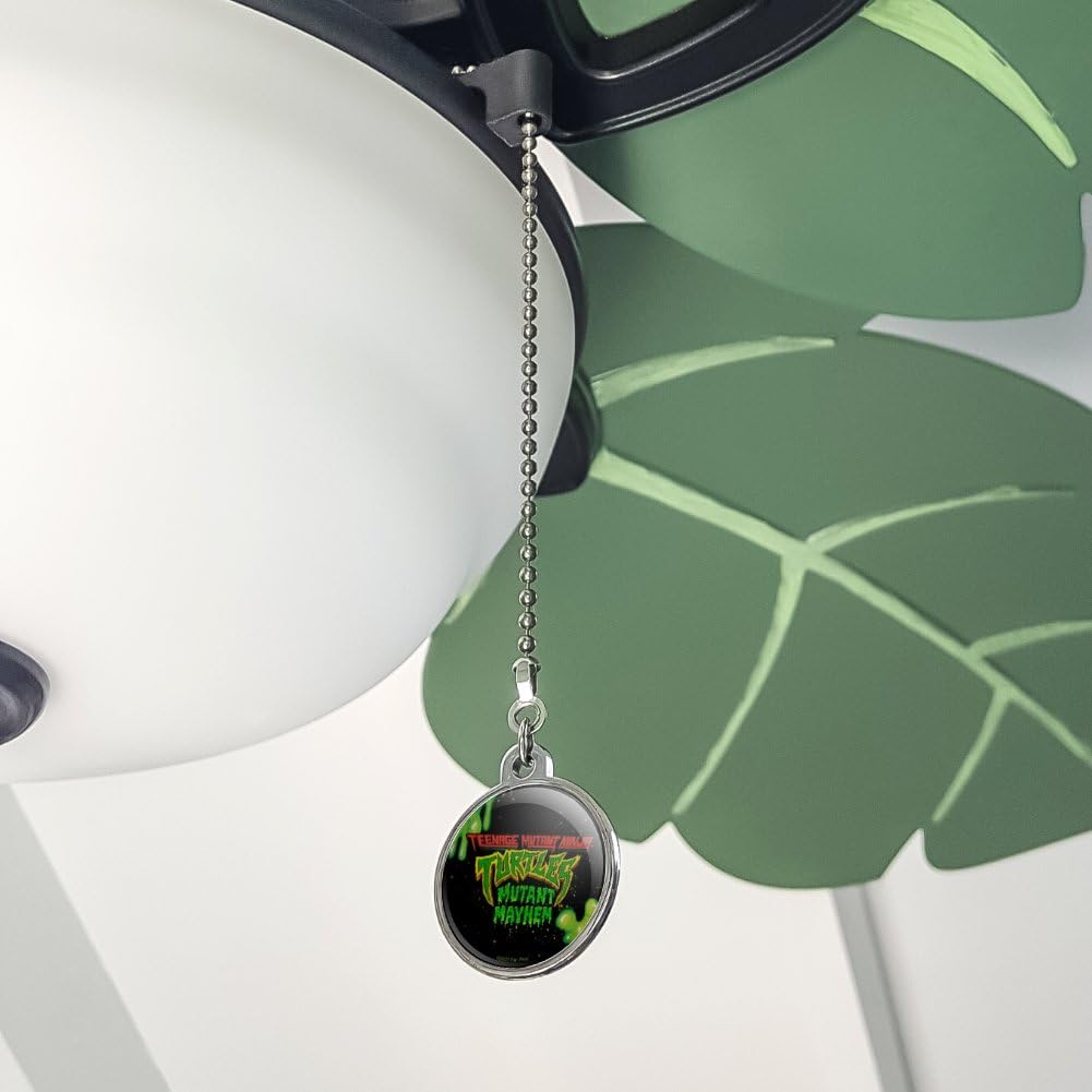 TMNT Mutant Mayhem Logo Ceiling Fan Pull Chain - Teenage Mutant Ninja Turtles Themed Light Switch Accessory for Kids Room Decor & Fan Control