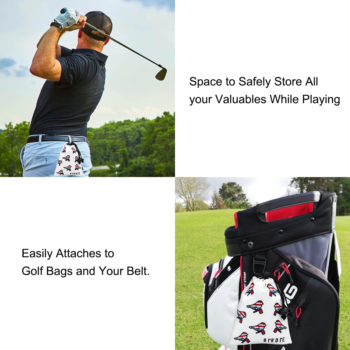 Premium Leather Golf Valuables Pouch with Drawstring Closure - Portable Golf Tee & Ball Organizer - Ideal for Golf Course, Travel & Sports Accessories Storage