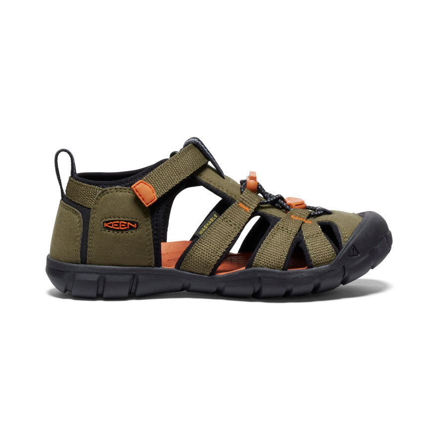 Seacamp II CNX Big Kids' Water Shoes - Dark Olive/Gold Flame | Lightweight & Quick-Dry for Beach, Pool & Outdoor Activities