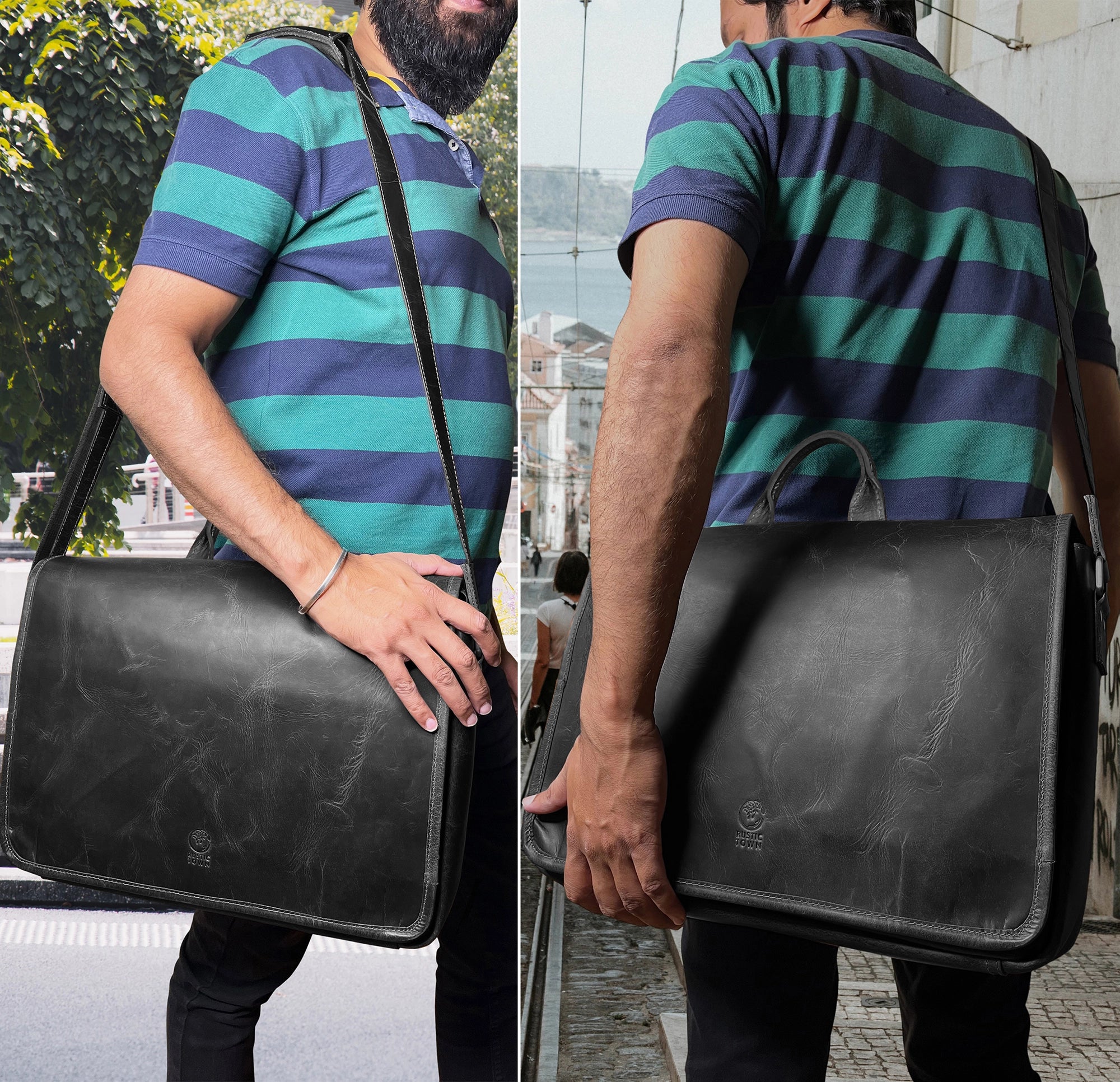 Premium Genuine Leather Briefcase for Men - Stylish Laptop Messenger Bag for Business, Office & Travel - Perfect for Professionals, Commuters and Business Trips
