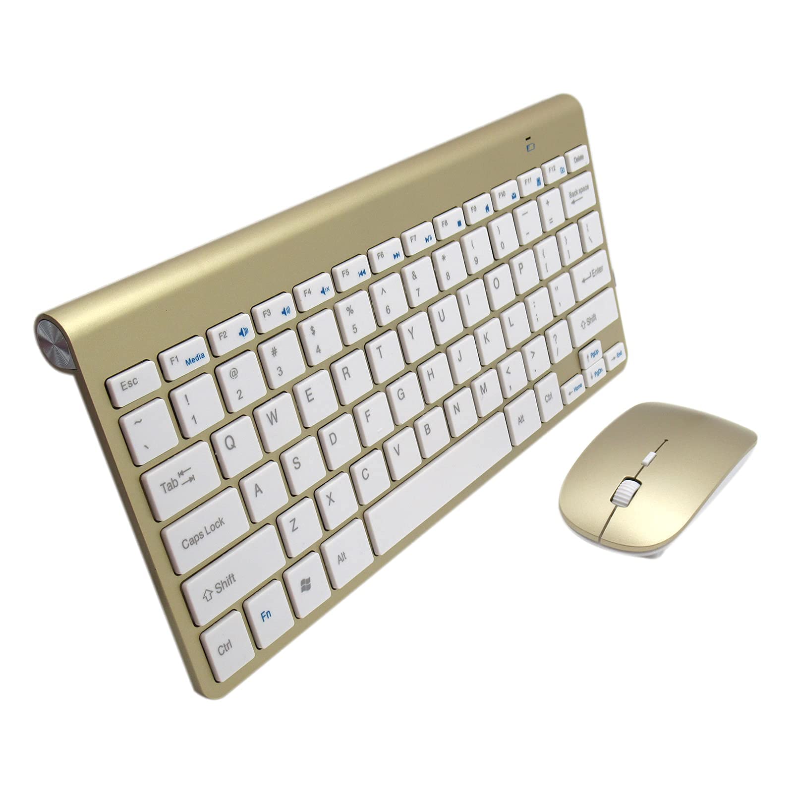 Gold Wireless Keyboard and Mouse Combo - 2.4GHz Silent USB Wireless Set with Waterproof Design for PC, Desktop, Laptop (Windows Compatible) - Perfect for Office, Gaming & Home Use