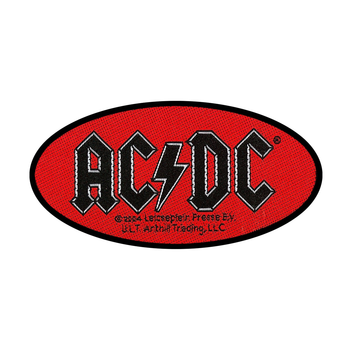 AC/DC Sew On Patch - Oval Logo Iron On Embroidered Band Patches for Jackets, Vests & Backpacks - Perfect for DIY Customization & Rock Music Fans